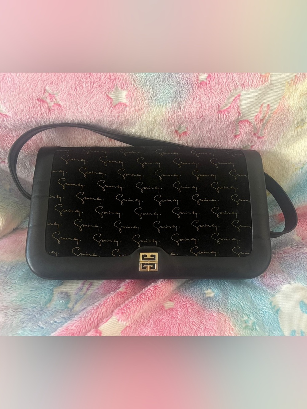 GIVENCHY BLACK Velvet Shoulder Bag